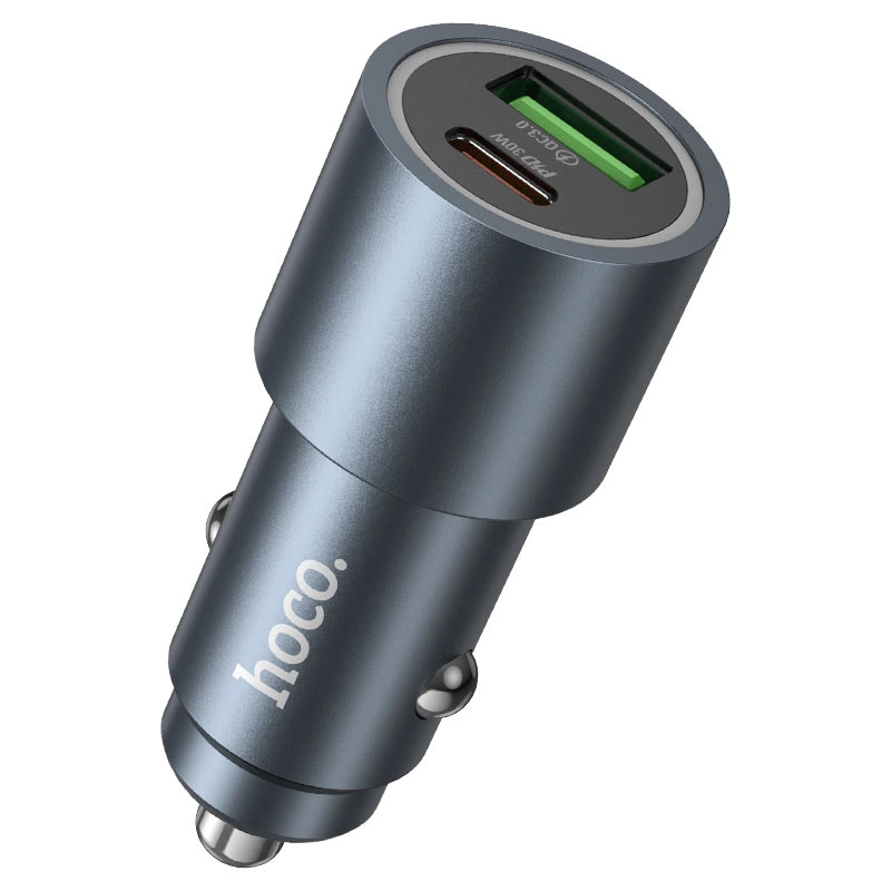 Автомобильное зарядное устройство Hoco Z60 Bloom PD48W Type-C PD30W+ QC3.0, Aluminium Gray. Фото 1
