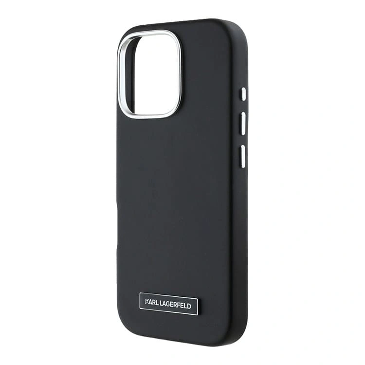 Накладка Lagerfeld для iPhone 16 Pro Max PU Full Wrapped leather & Metal Camera Hard (MagSafe), Black (KLHMP16XPGMSRPK). Фото 4