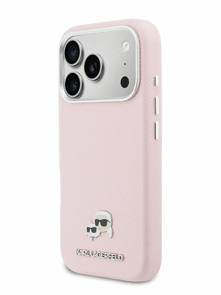 Накладка Lagerfeld для iPhone 18 Pro Max/17 Pro Max Saffiano FW Karl&Choupette metal&Cam Hard (MagSafe), Pink (KLHMP18X6PFKCLP). Фото 2