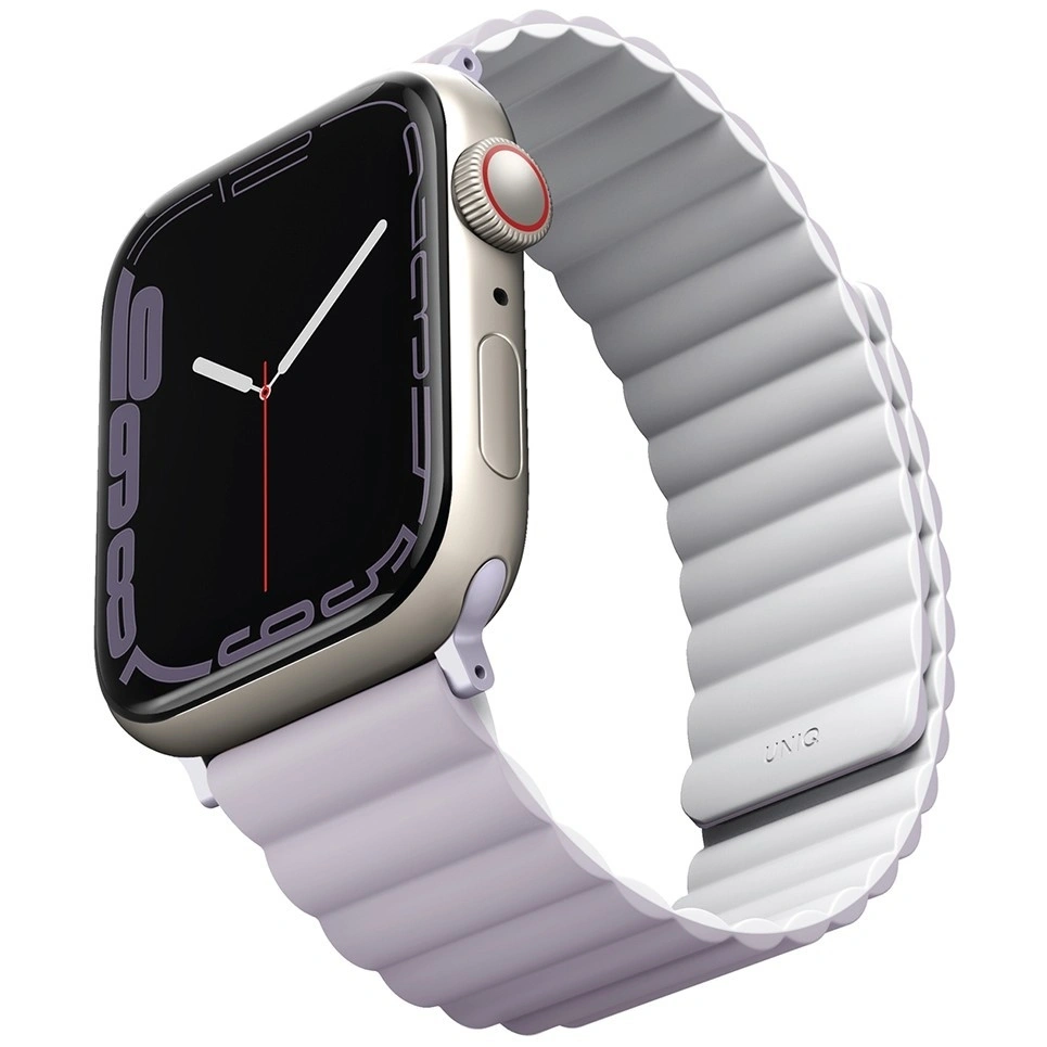 Ремешок Uniq Revix Reversible Magnetic Silicone Strap для Apple Watch 38/40/41/42мм, Лиловый, белый (41MM-REVLILWHT). Фото 1