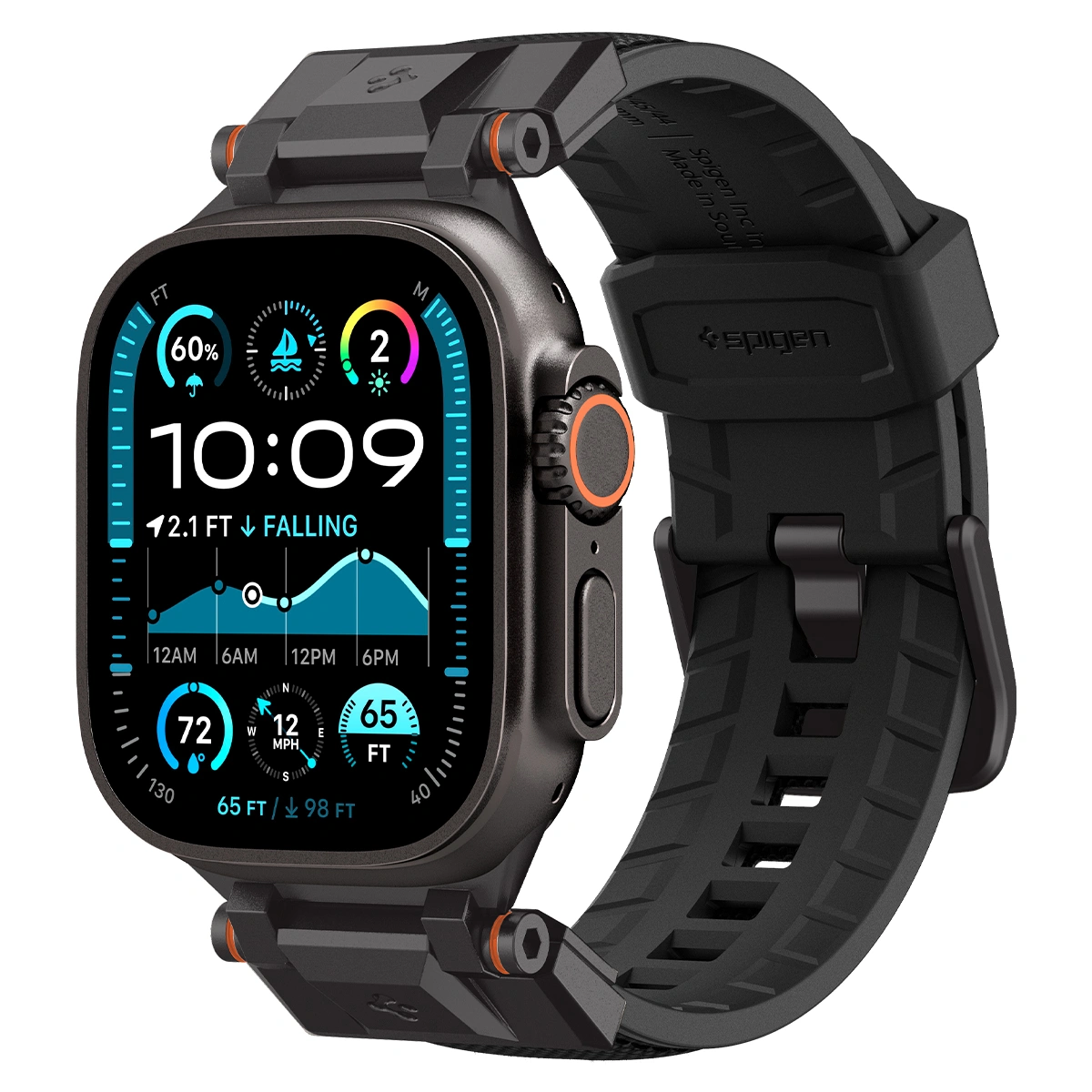 Ремешок Spigen Durapro Armor для Apple Watch 44/45/46/49мм, Чёрный (AMP09229). Фото 1