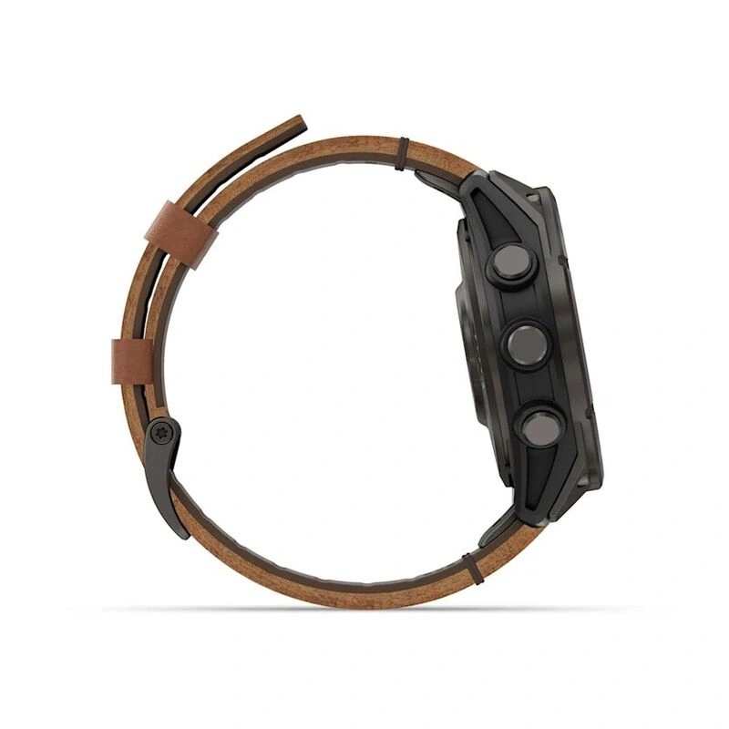 Умные часы Garmin Fenix 8 Pro 51mm, Amoled/Sapphire, Carbon Grey DLC Titanium wiht Chestnut Leather Band + Black/Pebble Gray Silicon Band (010-03199-40). Фото 6